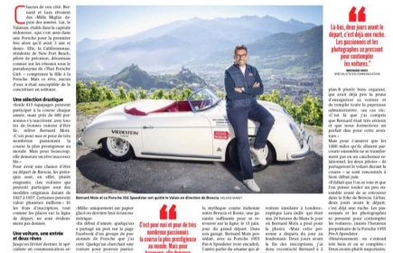 Article du Nouvelliste du 15.06.2022 sur la participation du rotarien Bernard Moix au légendaire rallye "Mille Miglia"